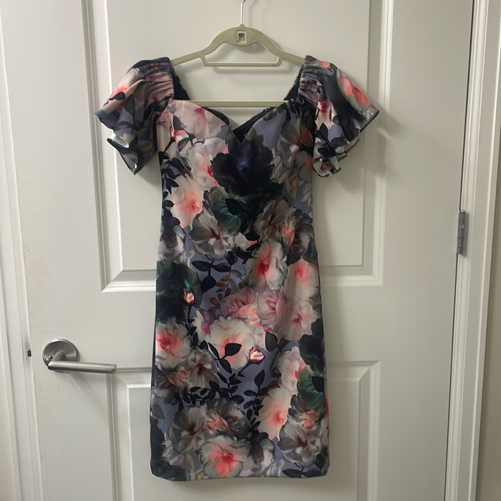 Badgley Mischka off the should dress, size 4